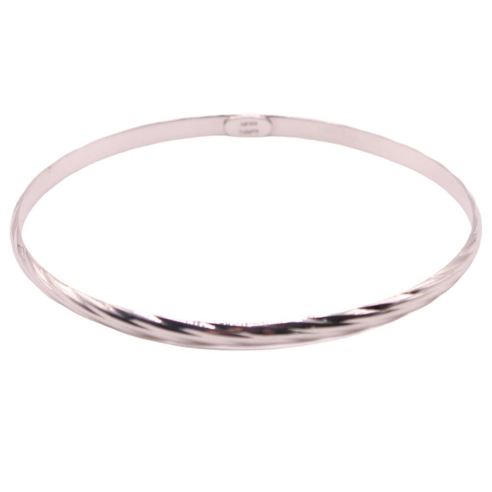 18kt White Gold Atasay Kuyumculuk Twist Cable Style Bangle Bracelet